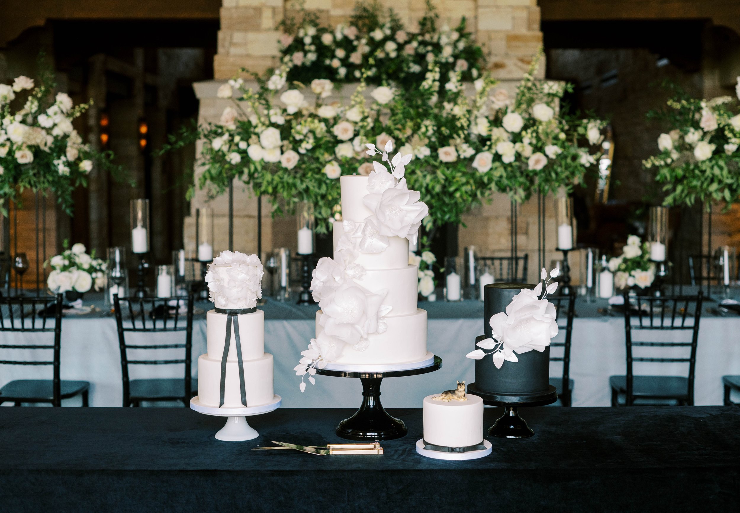 An elegant tiered wedding cake display